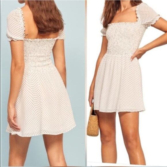 NWT Reformation Bambina Polka Dot Square Neck Mini Dress Size M - Picture 14 of 15